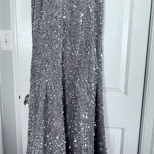 Silver Sequin Maxi Dress